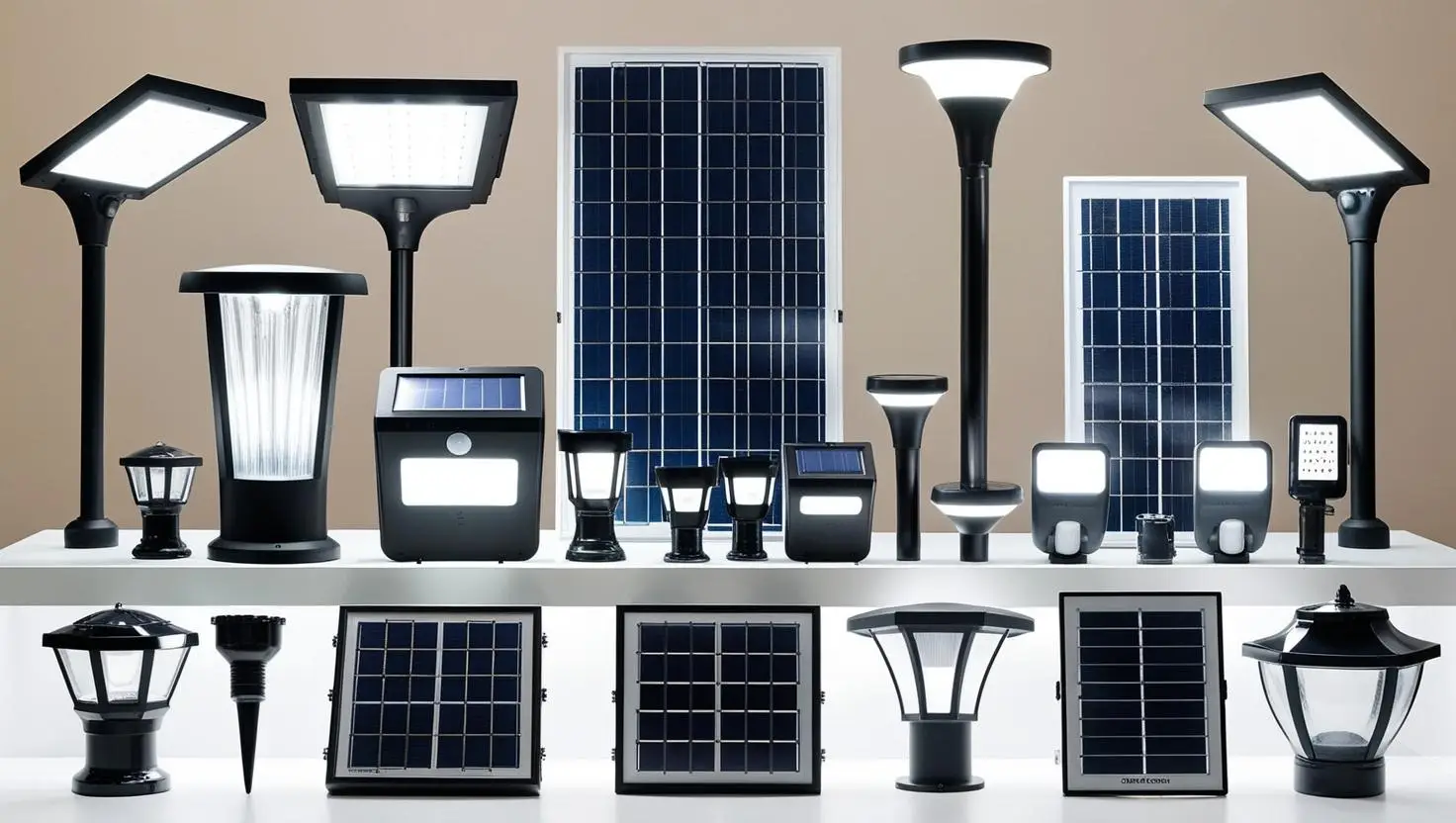 Solar Powered Outdoor Lights and pannels category photo.